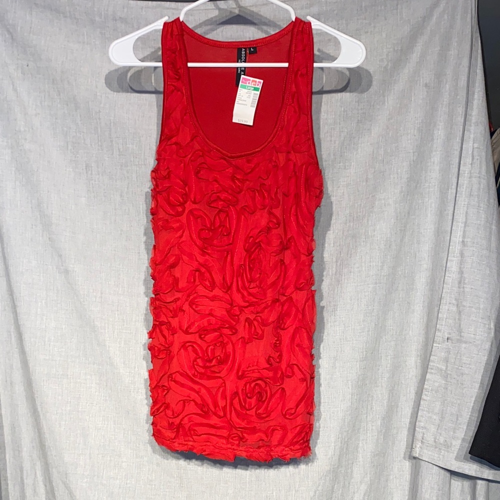 Absolute Angel Red Textured Tank Top